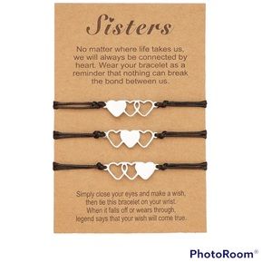 Three Sisters Bracelet Set of 3 or Anklet w card Jewelry Family Best Friends
